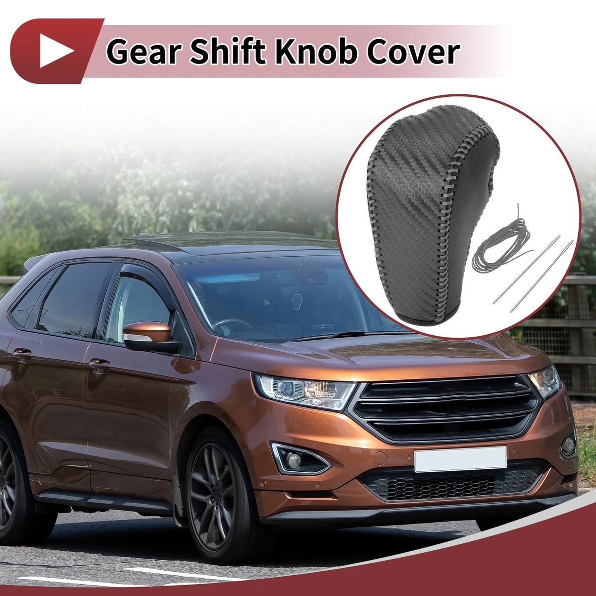 Gear Shift Knob Cover for Ford Edge 2011-2014 - Gray Faux Leather (2011-2014)