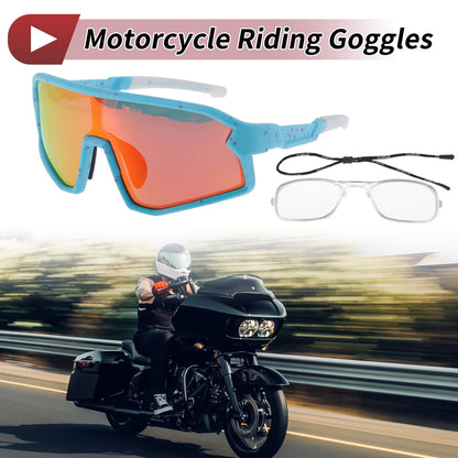 Goggles Motorcycle Riding Red Lens Blue Purple Frame UV400 Tri-Acetyl Cellulos