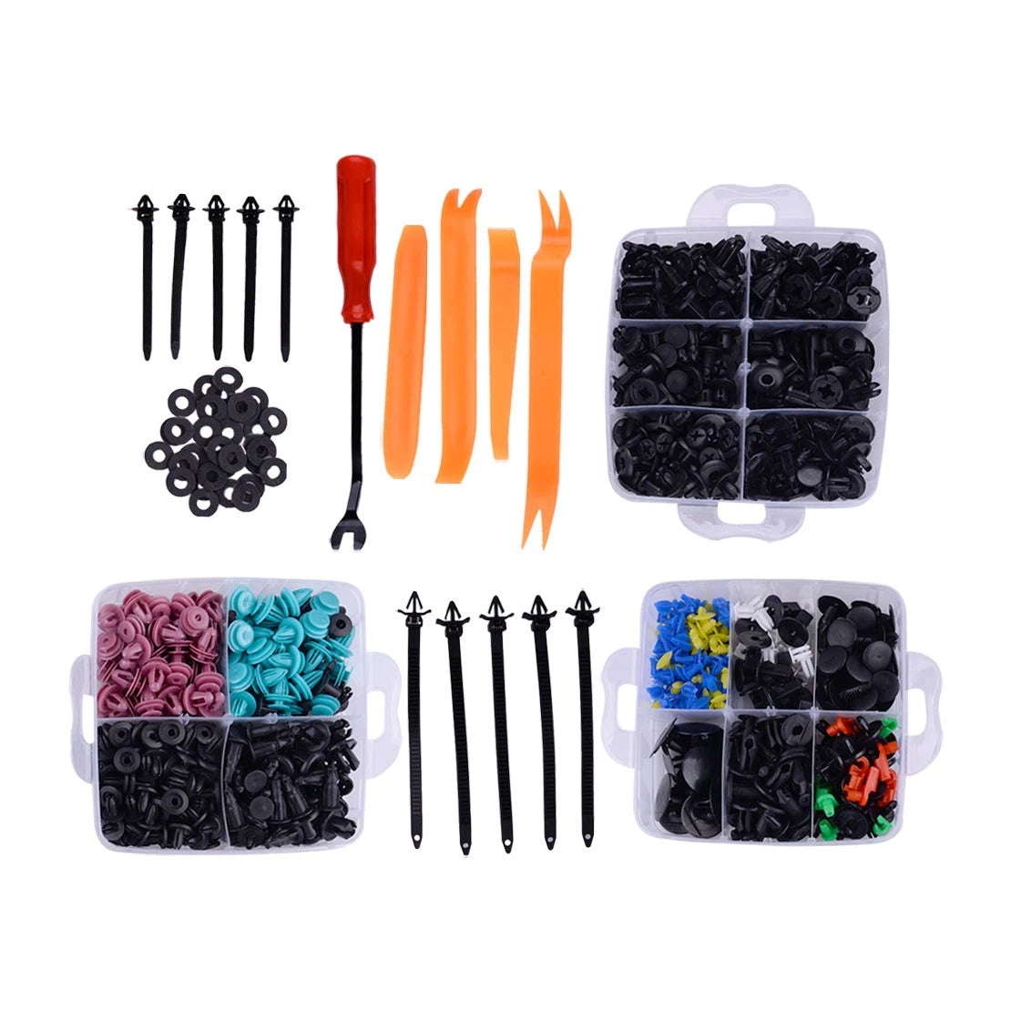 725pcs Car Trim Fastener Clips for Door Panel Bumper Retainer - Universal