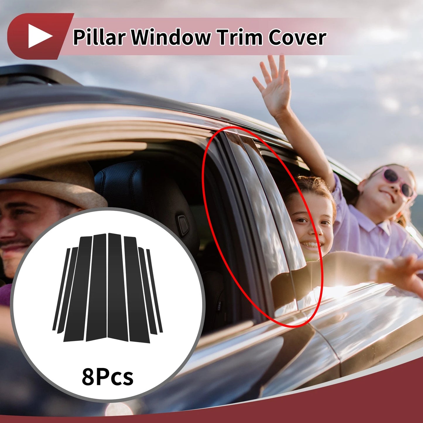 8 Pcs Car Door Pillar Window Trim for Toyota Verso/EZ (2012–2015)