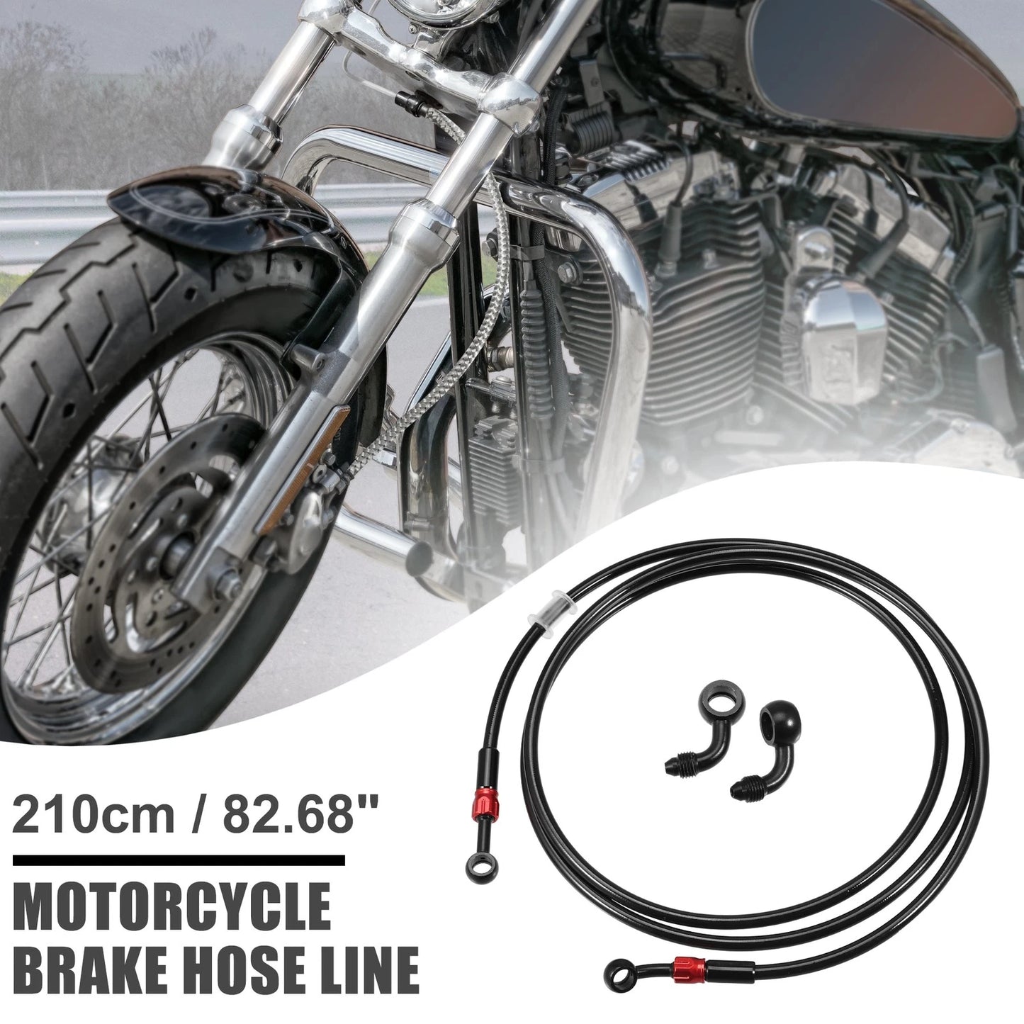 Brake Hose 28 90 Degree Braided Line Clutch Tube Black for Motorcycle