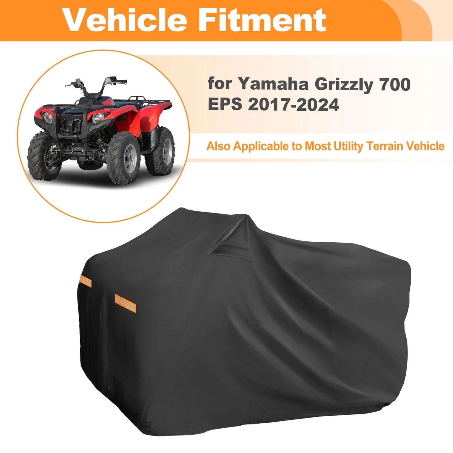 Waterproof Oxford ATV Cover 4 Wheelers Quad for Yamaha Grizzly 700 EPS BK