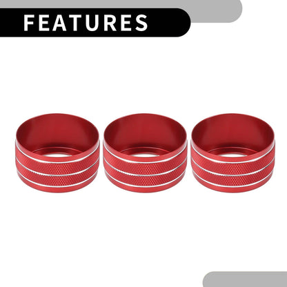 3 x Rear AC Heat Temp Climate Switch Knob Cover Red for Dodge Durango (2011 - 2020)