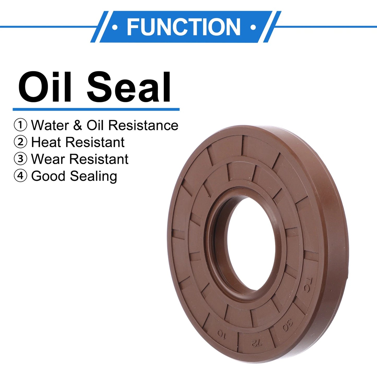 Oil Seal 2 x Rotary Shaft Seal FKM Rubber 30x72x10mm Brown for Make Model