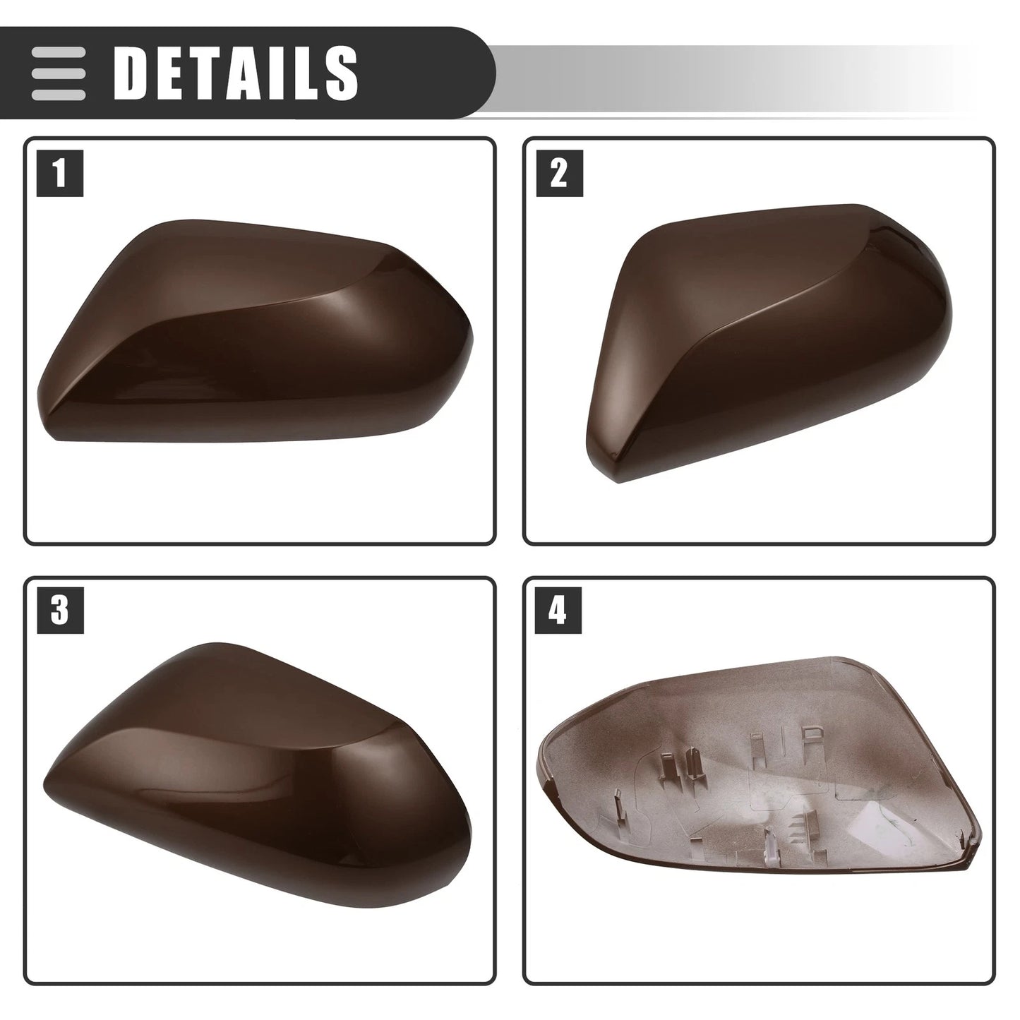 Left Side Mirror Cover Cap for Toyota Camry 2.5L L4 (2018-2023) Brown