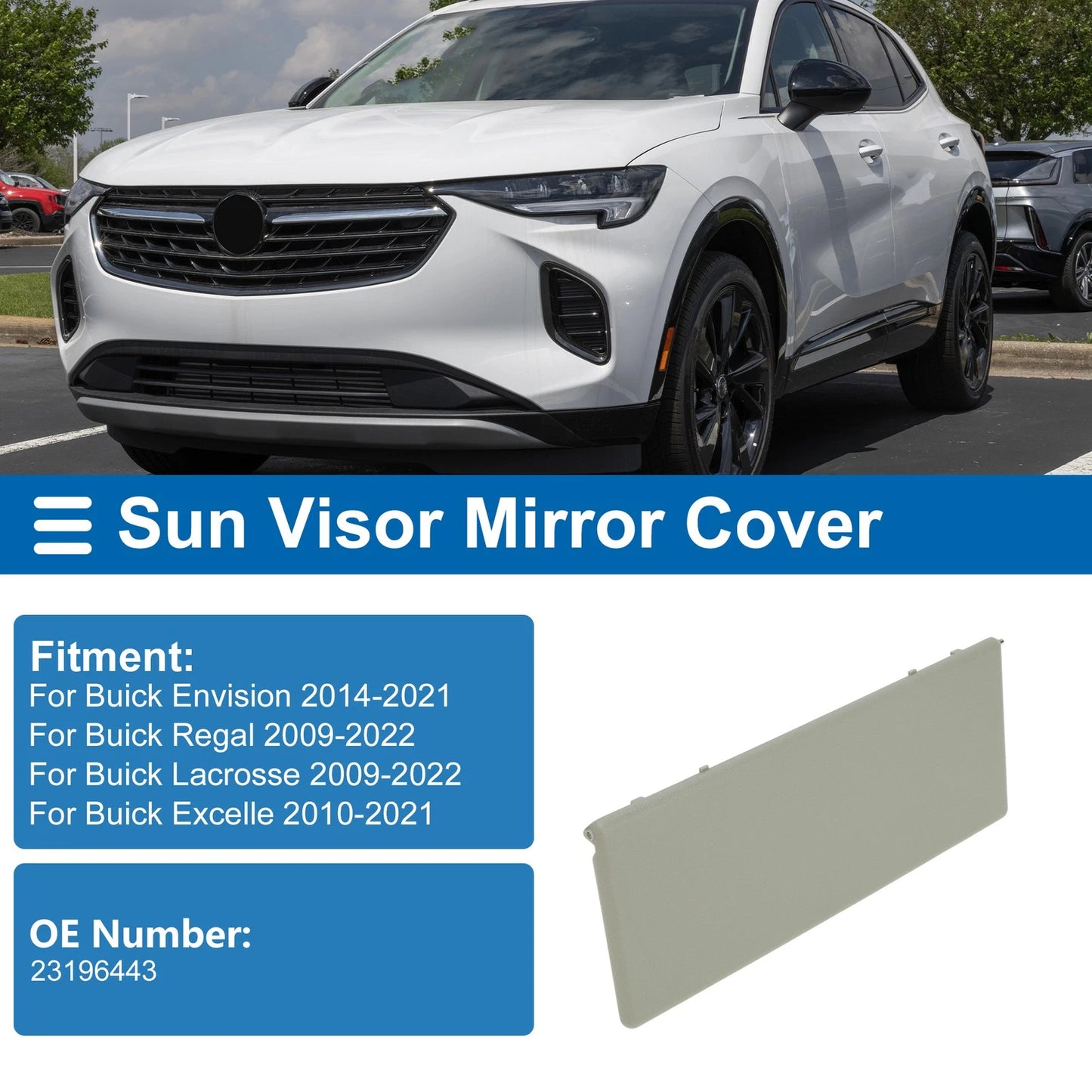 Sun Visor Mirror Cover for Buick Envision Light Beige (2014–2021)