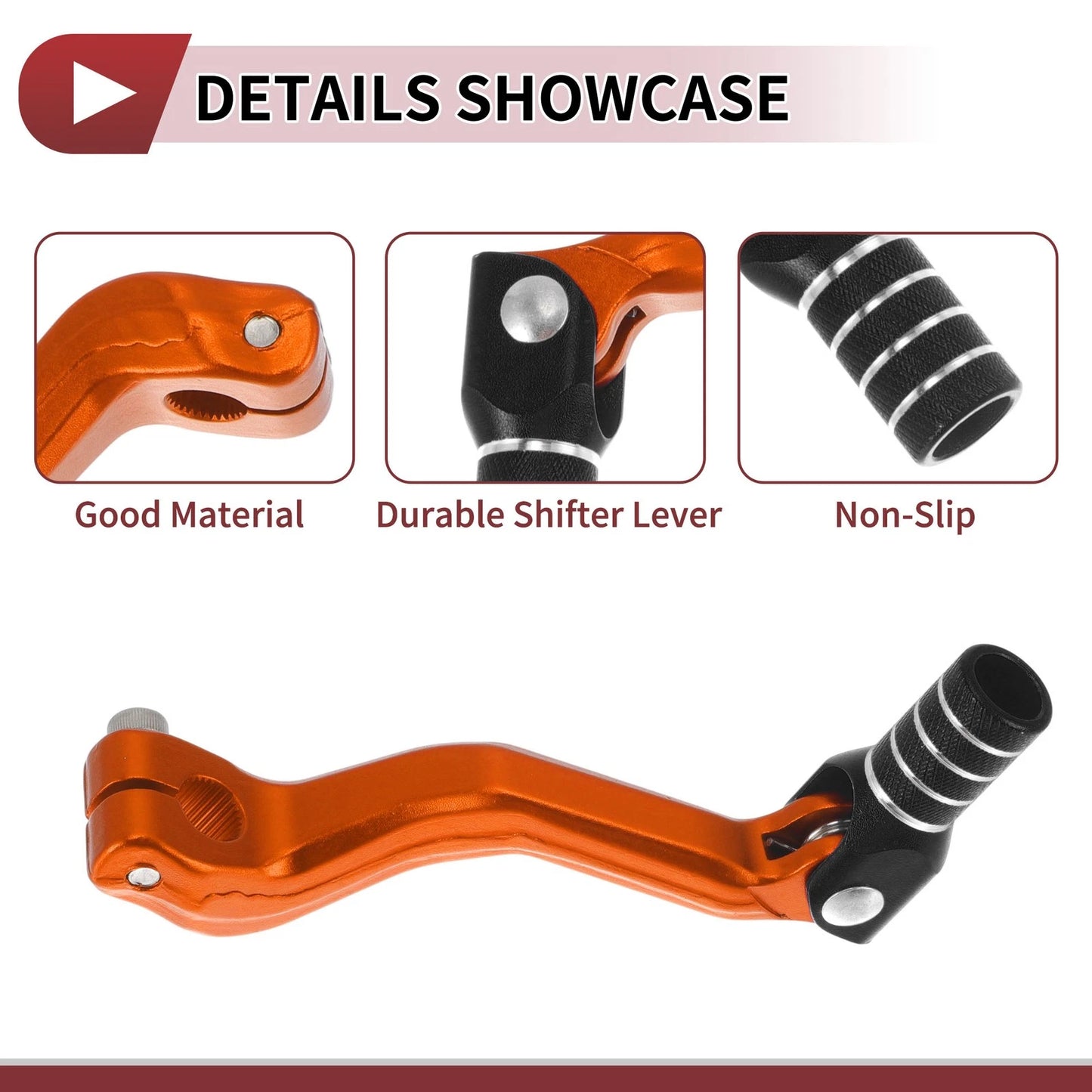 Folding Motorcycle Gear Shifter Lever Orange Black Silver Tone 1 Pc for Kayo T2