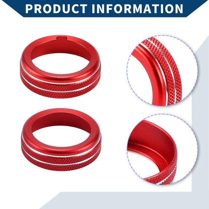 AC Climate Switch Knob Cover Ring for Ford Mustang (2015-2021) - 2 Pcs Red