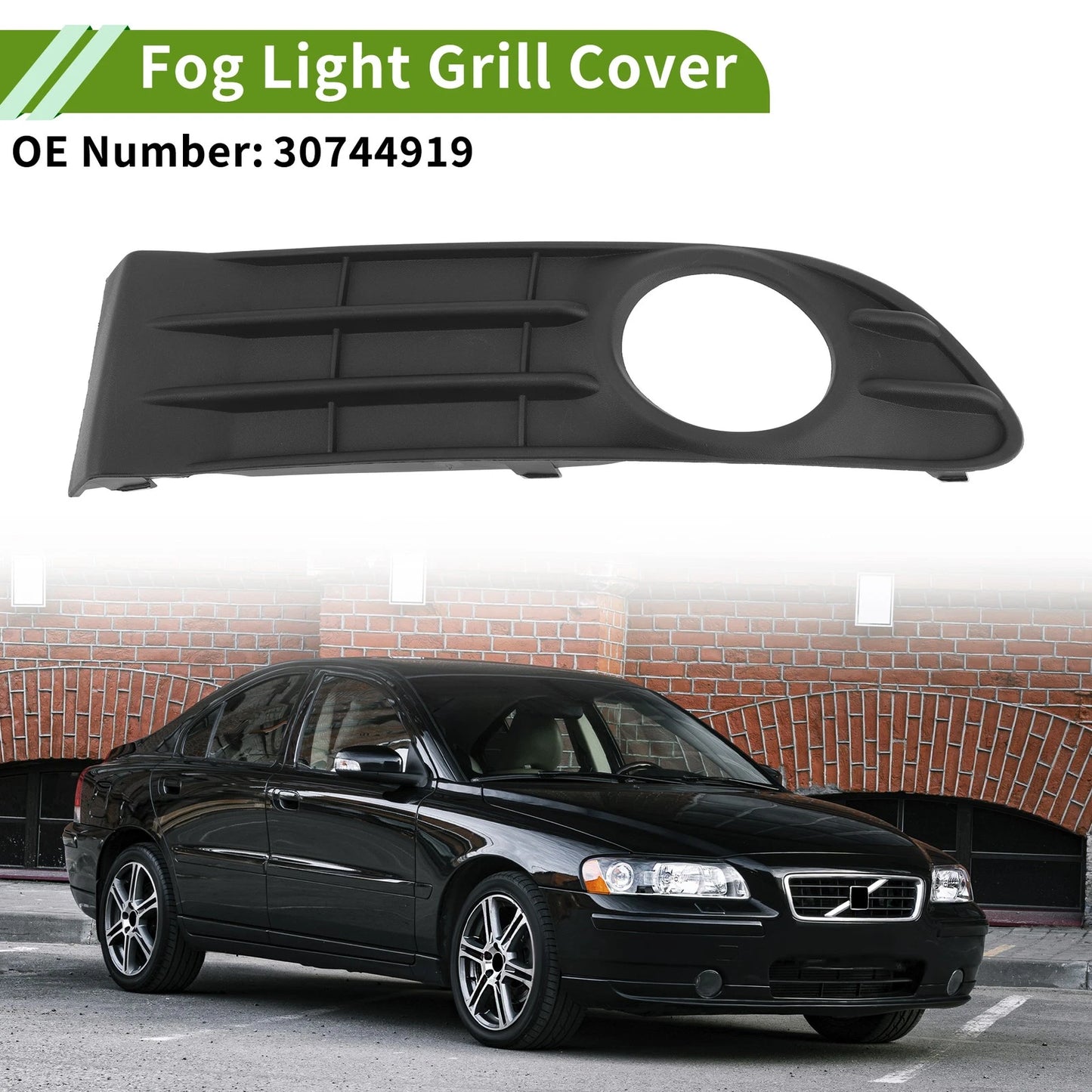 1 Pc Front Left Fog Light Grill for Volvo S40 (2007-2012) Black