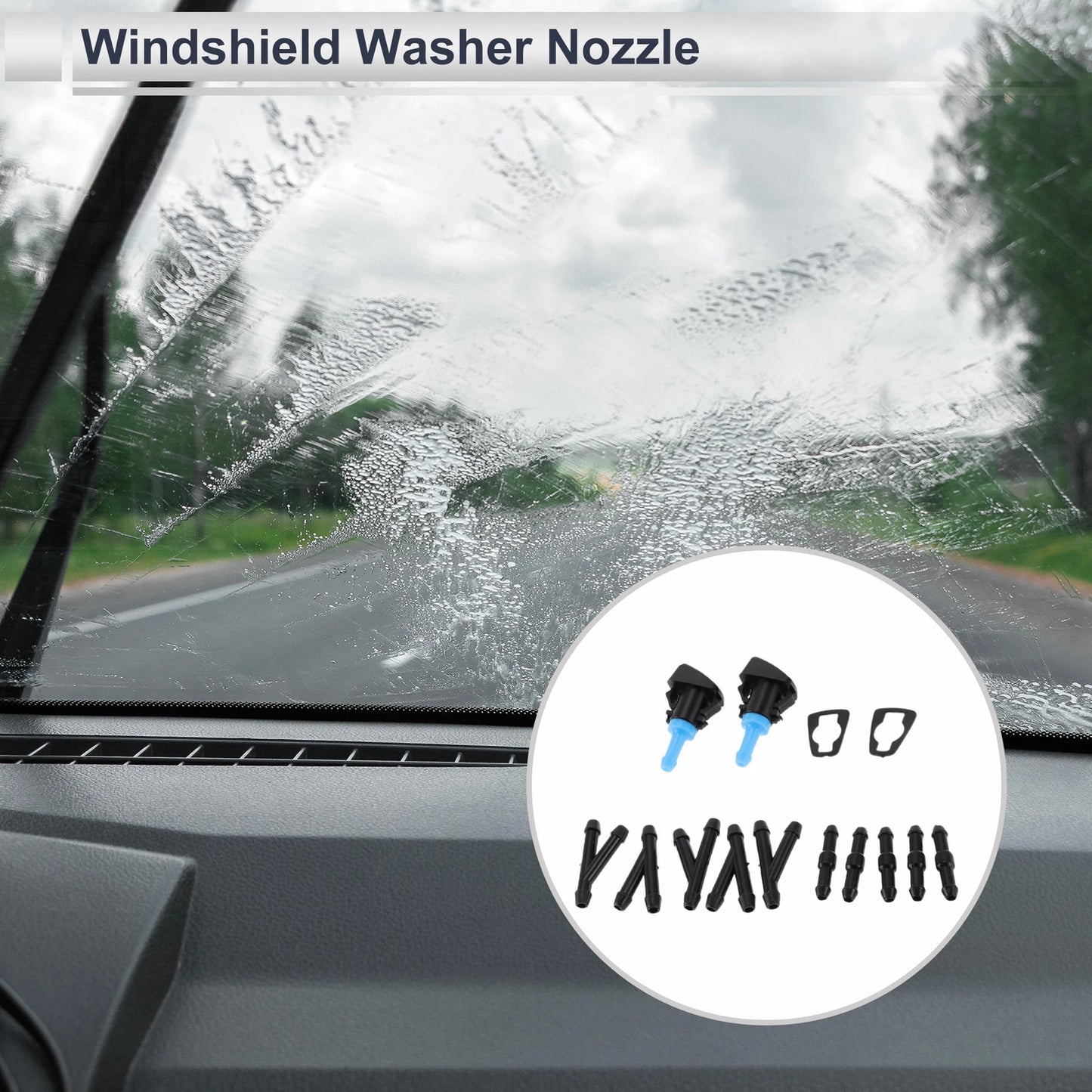 Windshield Washer Nozzle & 5 x Hose Connectors for Jeep (2011-2018)