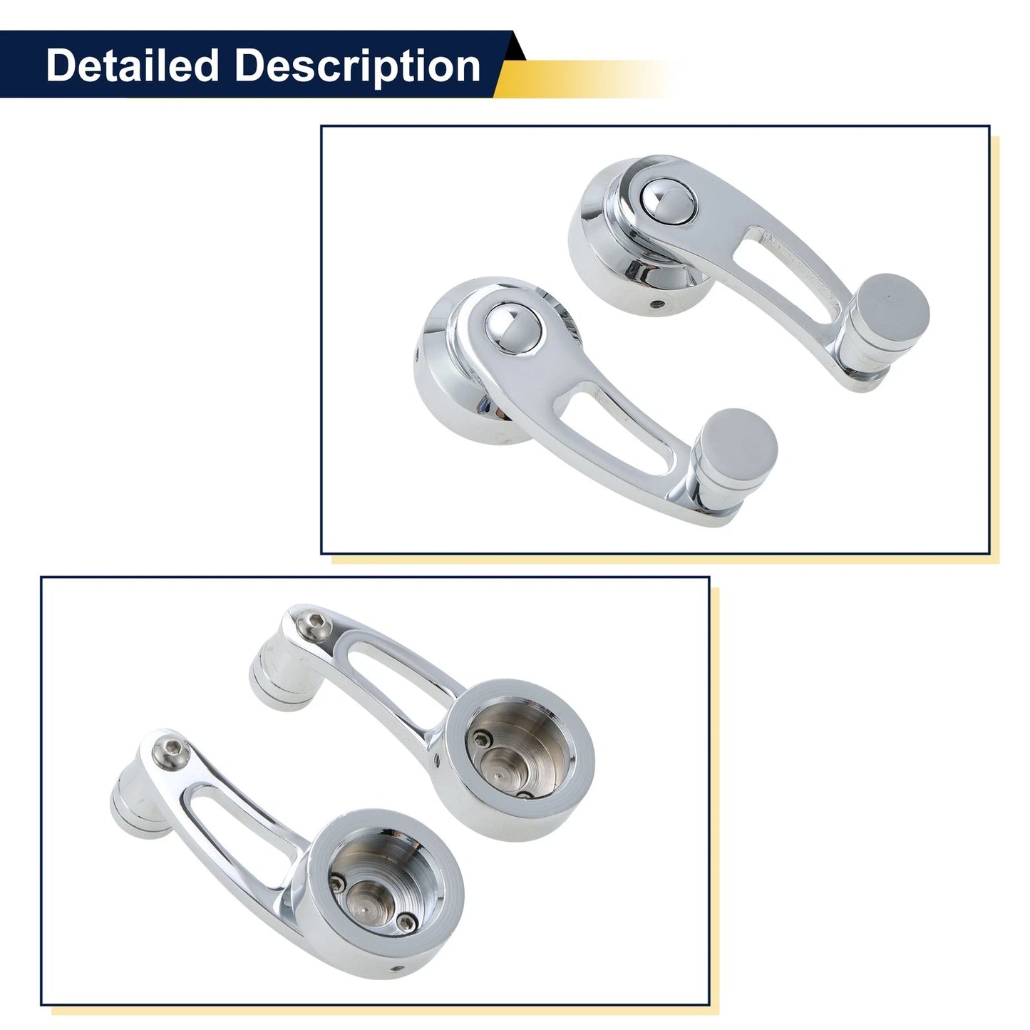 Car Door Window Crank Handle for Chevy/Ford/Chrysler - Silver Tone - 1 Set