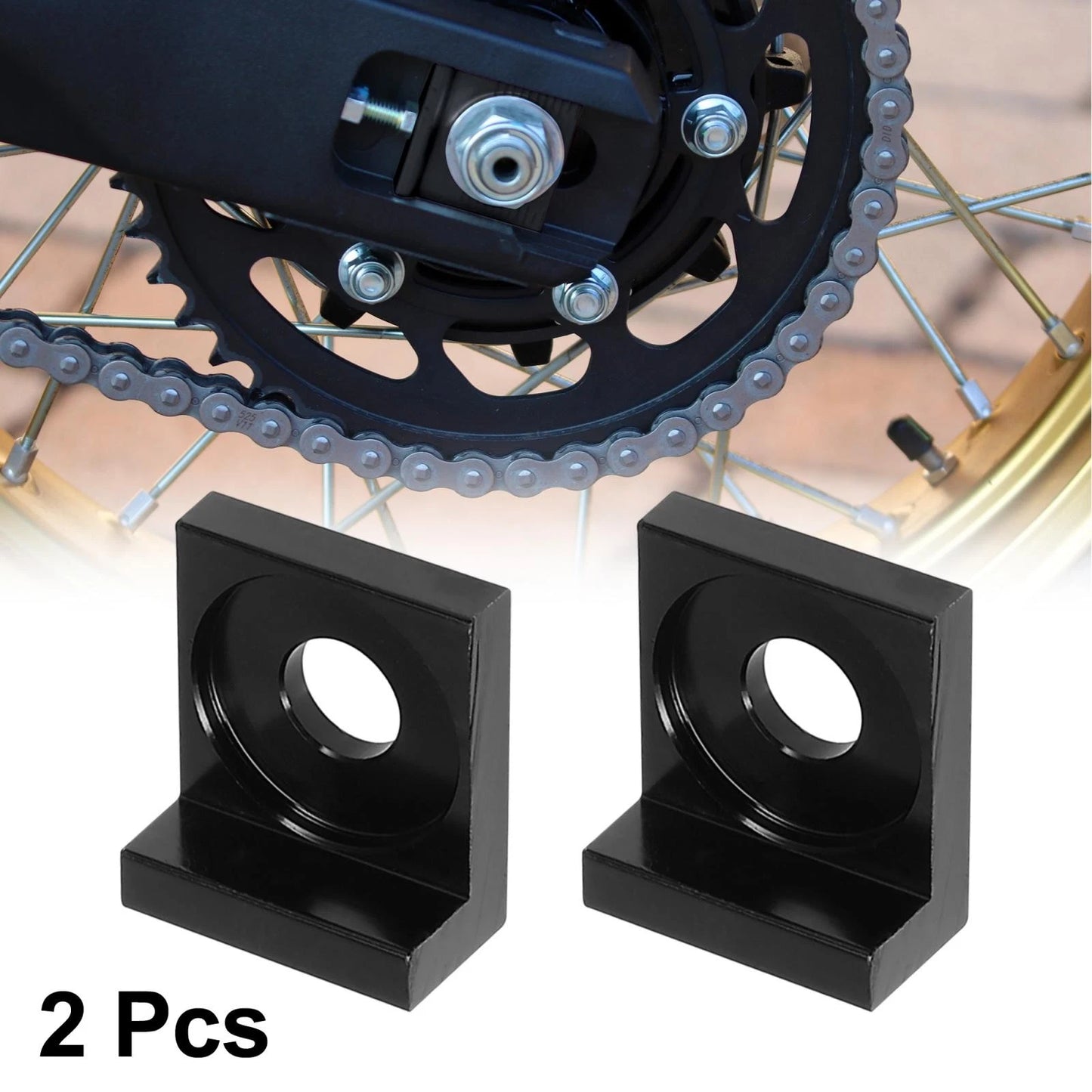 2 x 12mm Hole Dia Chain Adjuster Block Tensioner for Motorcycle