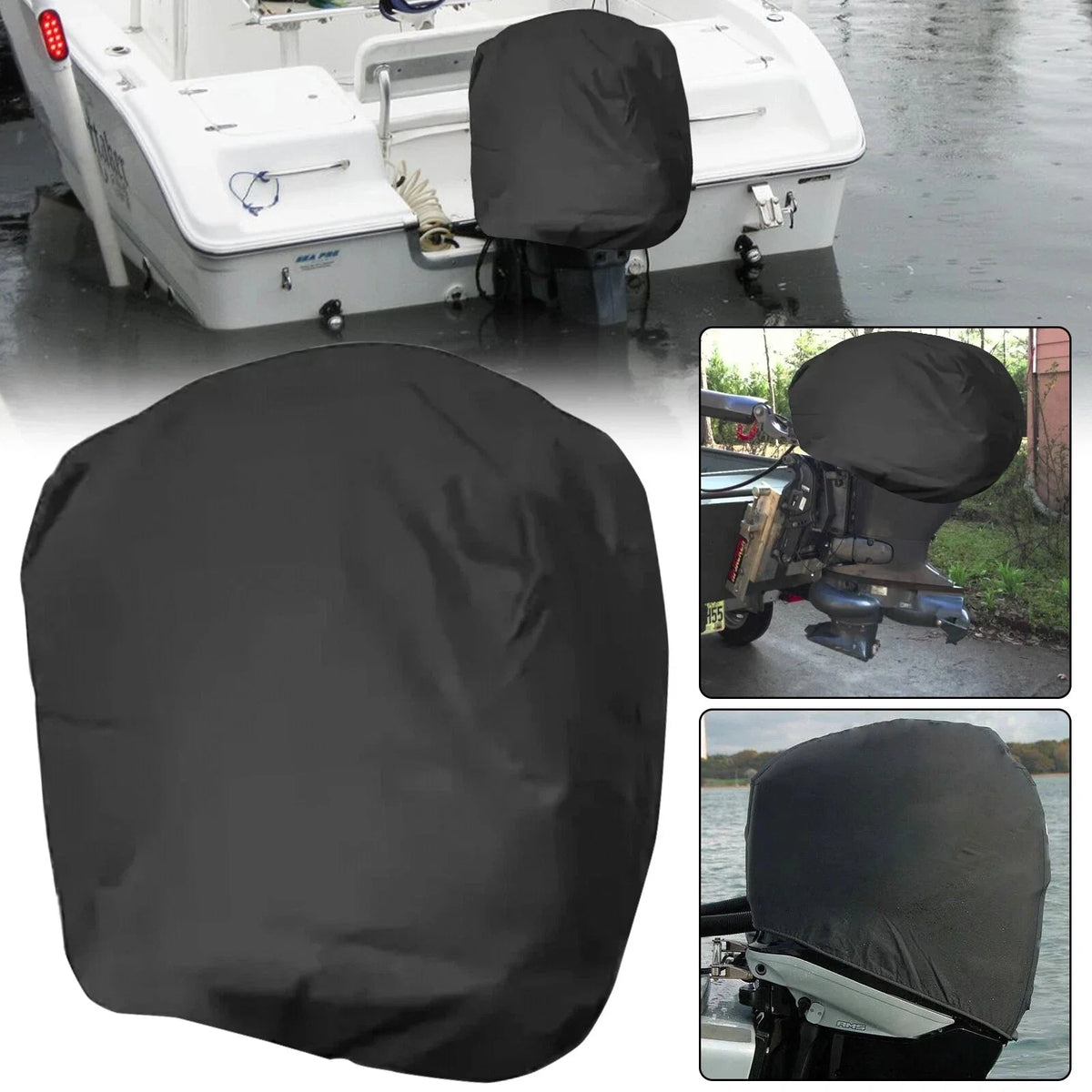 Universal Trailerable Engine Hood Cover for Outboard Motors 60-100HP Black