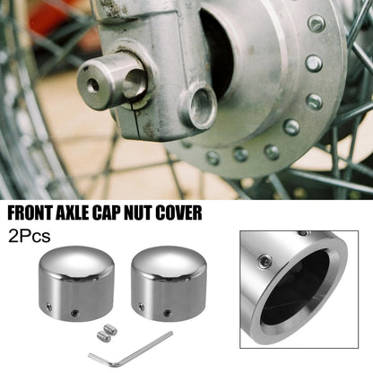 2 x Silver Tone Motorcycle Front Axle Nut Cover Axle Cap for Harley-Davidson