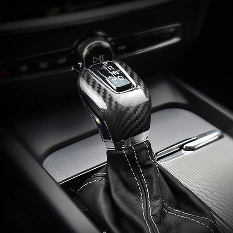Car Carbon Fiber Gear Shift Knob Cover Trim Fit For Volvo S60 S90 XC60 2018+