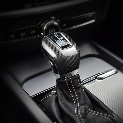 Car Carbon Fiber Gear Shift Knob Cover Trim Fit For Volvo S60 S90 XC60 2018+