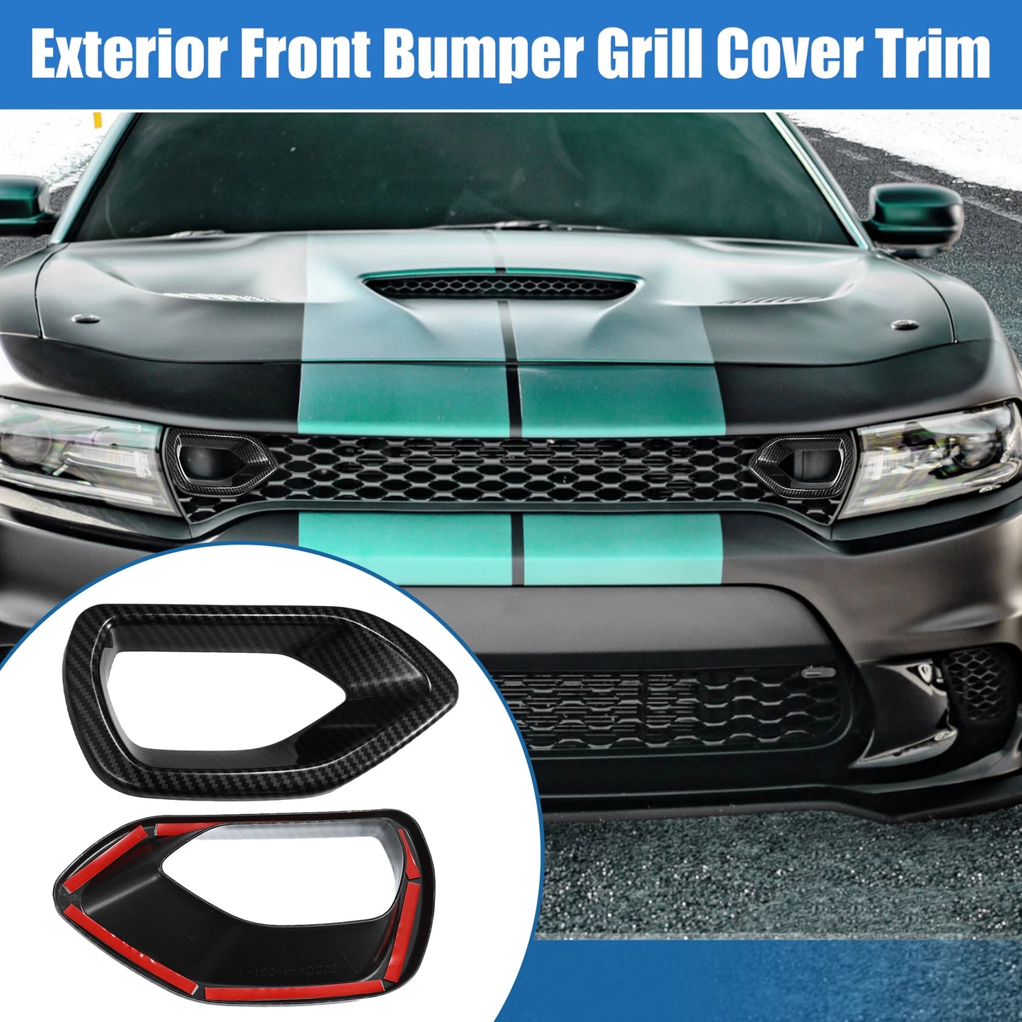 Exterior Front Bumper Center Grill Trim Cover for Dodge Charger R/T Scat Pack