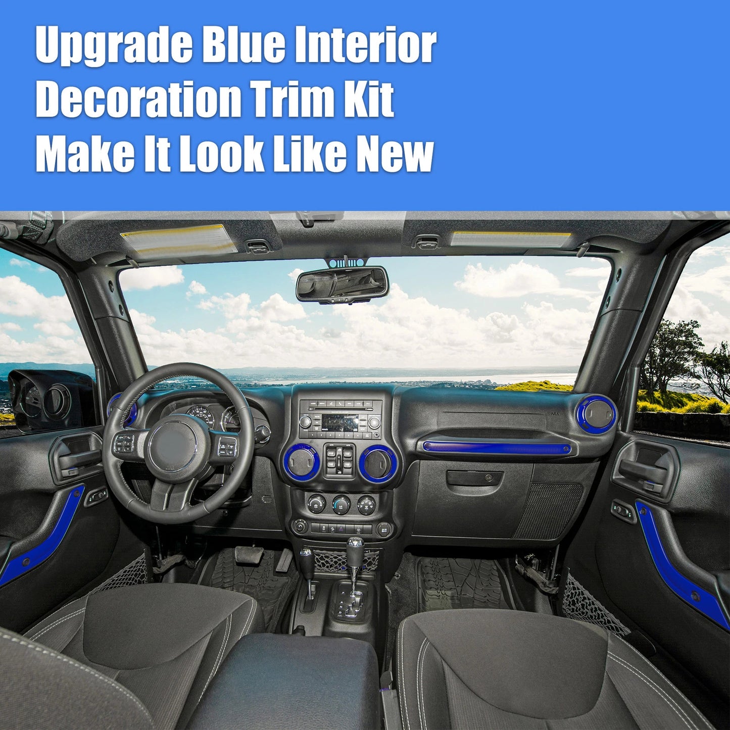21 x Interior Trim Kit for Jeep Wrangler JK (2011-2018) - Blue Decoration Set