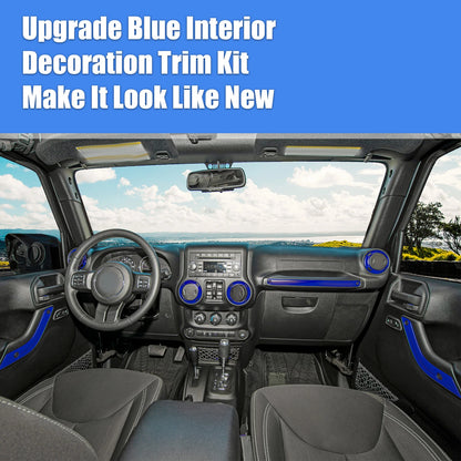 21 x Interior Trim Kit for Jeep Wrangler JK (2011-2018) - Blue Decoration Set