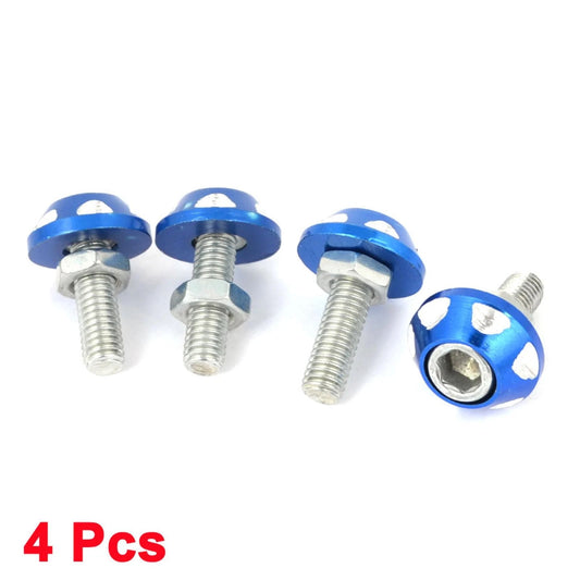Bolts 4 x Silver Tone Blue Hex Head License Plate Bolts for Car