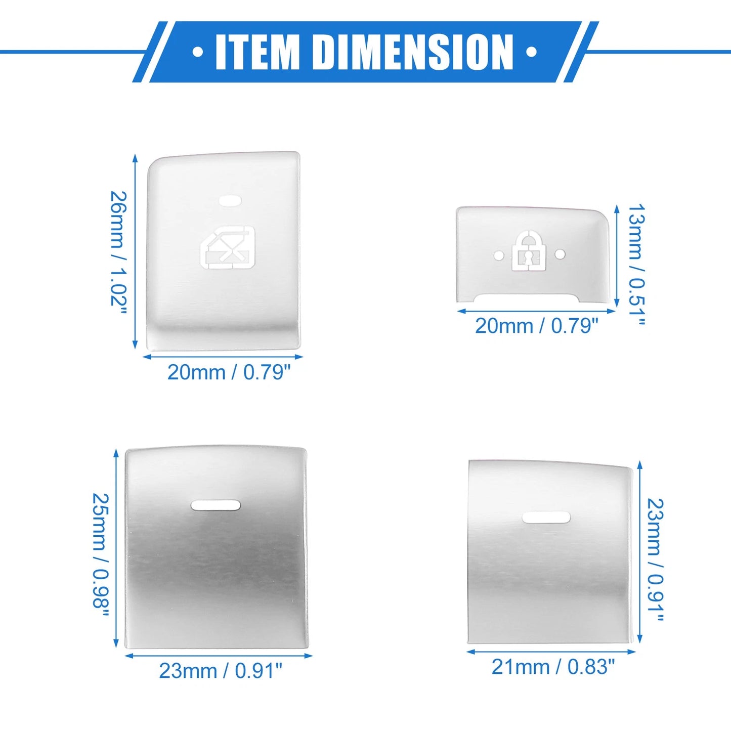 10 x Car Window Switch Button Covers for Toyota Highlander (2020-2022) Silver
