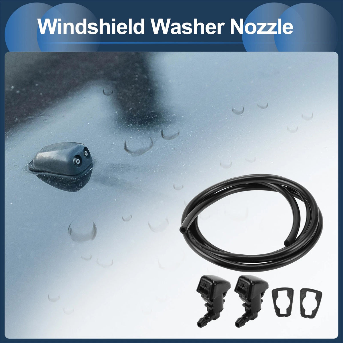 Windshield Washer Nozzle & Gasket, Fluid Hose for Ford F250 F350 (2000-2007)