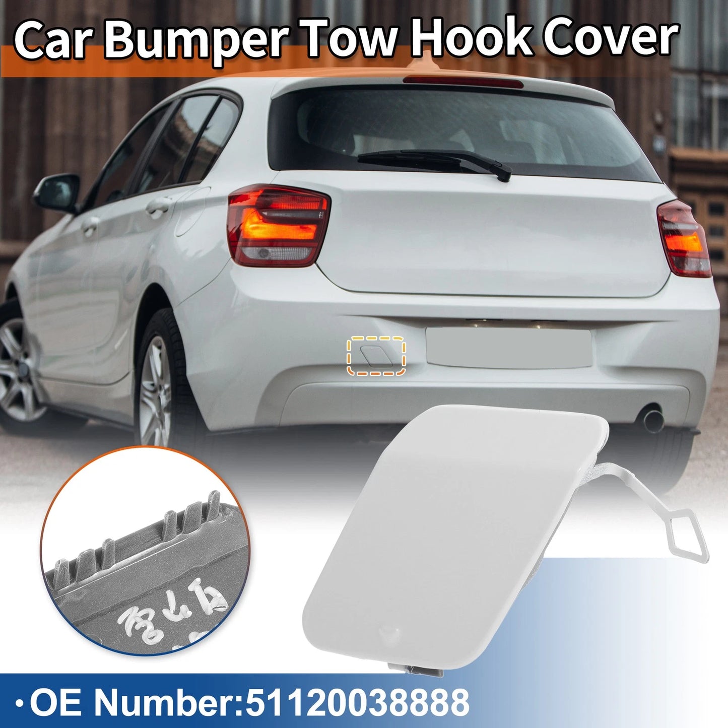 Rear Tow Hook Cover for BMW 1 Series F20 (2011-2019) - Pure White