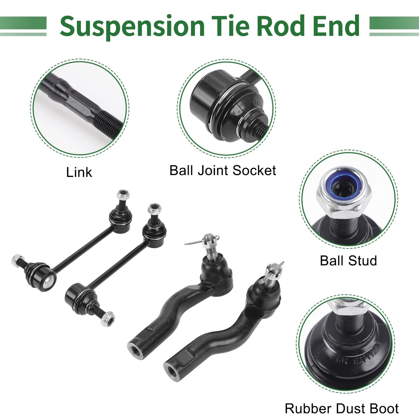 4pcs Front Suspension Kit Outer Tie Rod Ends for Lincoln Zephyr (2006-2006)