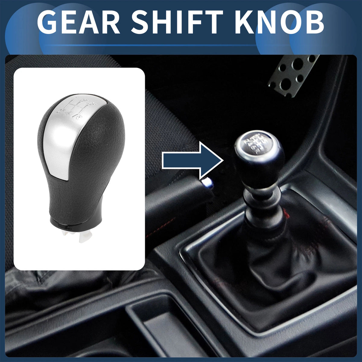 5 Speed Gear Shifter Knob for Honda Civic (2012-2015) - Durable Plastic