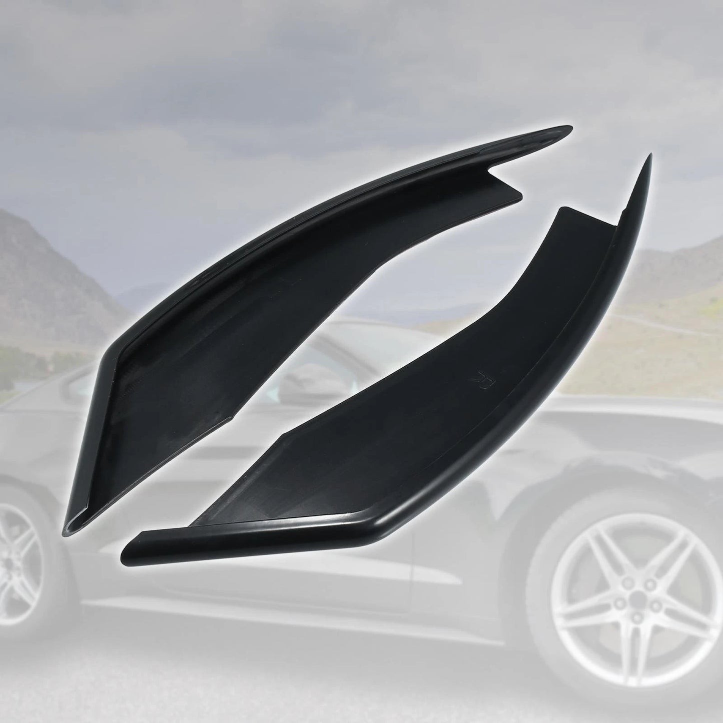 2 x Car Front Bumper Trim Covers for Ford Mustang (2018-2020) Black