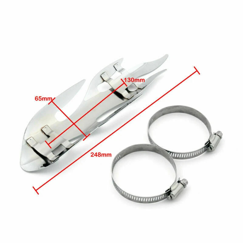 9.75" Chrome Flame Guard Exhaust Pipe Heat Shield Cover for Motorcycle