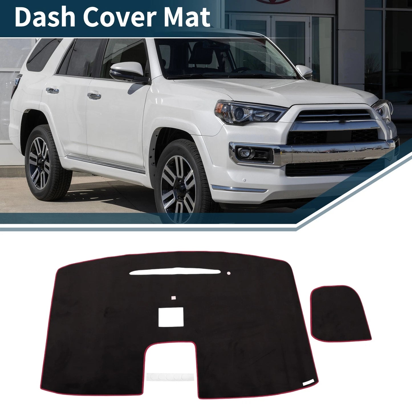 Dashboard Cover Mat for Mitsubishi DELICA D5 (2007-2019) - Black Red 1 Set