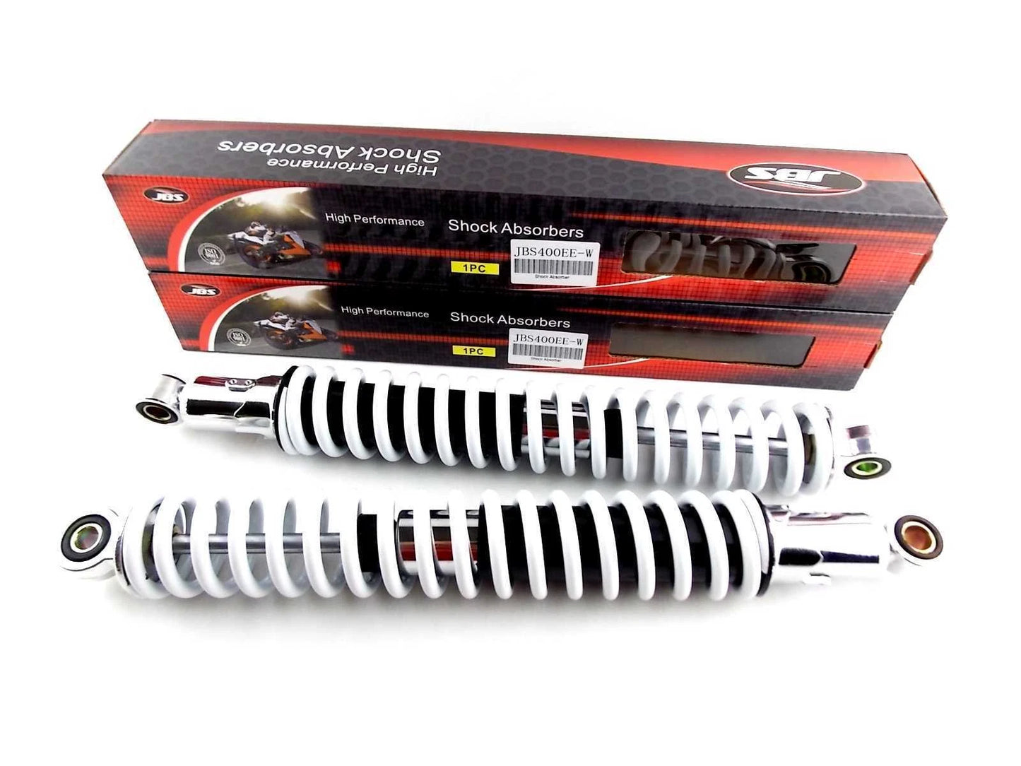 400mm White/Chrome Rear Shock Absorbers for Suzuki DR500S
