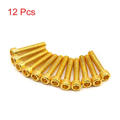 12 x Gold Tone 6mm Hexagon Bolts Screws for Motorcycle