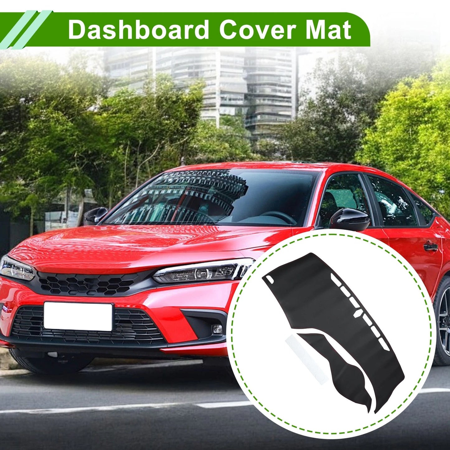 Dashboard Cover Mat for Honda Civic (2012-2015) Black Red