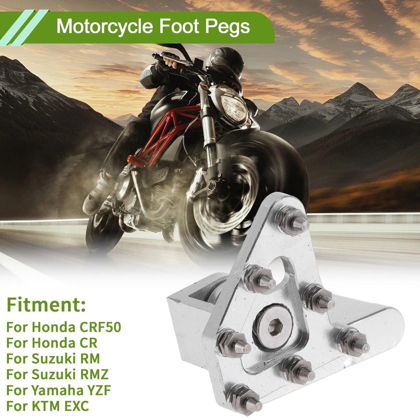 Motorcycle Foot Pegs for Honda CRF50 Footrests Footpeg Pedal Silver Tone