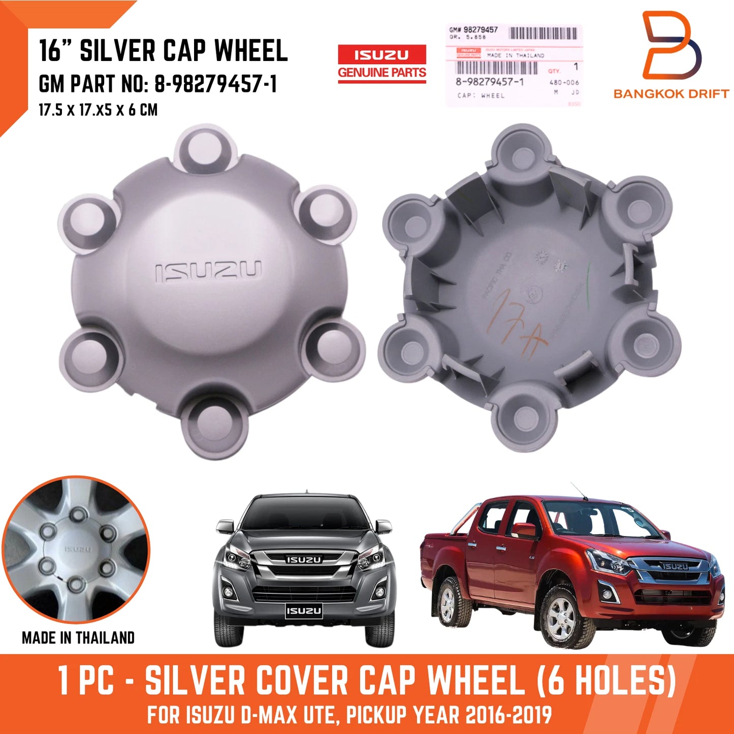 16" Wheel Center Cap Cover for Isuzu D-Max (2016-2019)