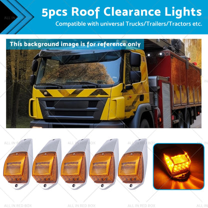 5x Clear Amber Roof Lights 12V 17 LED for Truck