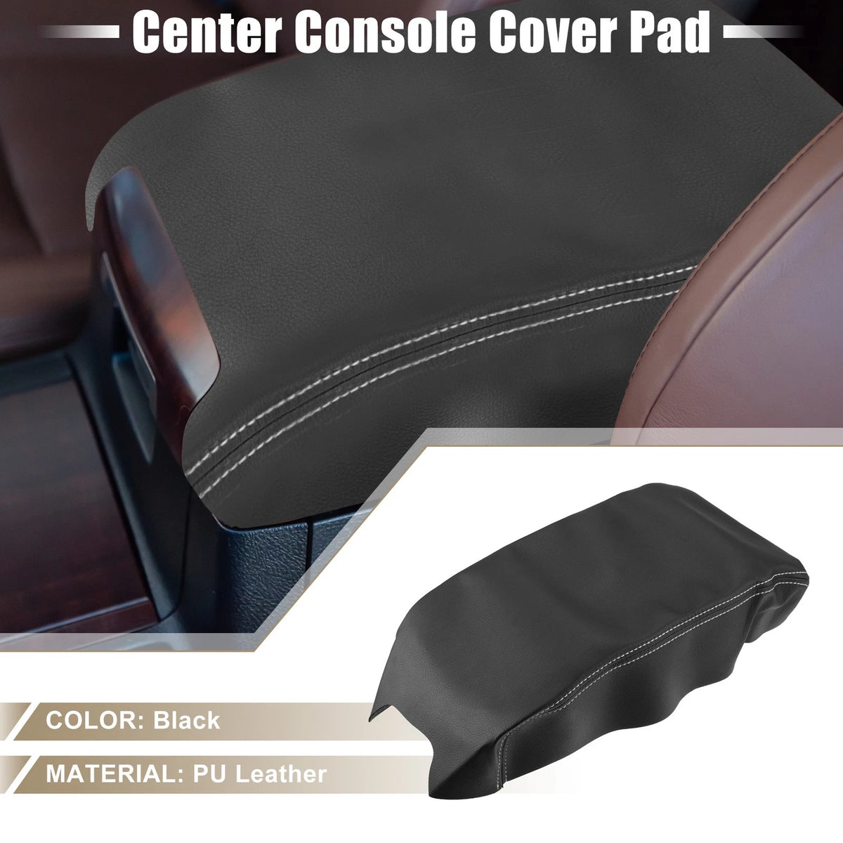 Center Console Armrest Cover for Toyota Camry (2012-2017) Black/Gray Stitches