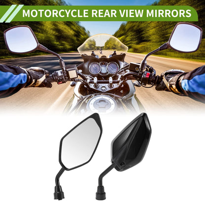 Rear View Mirrors Leaf Shape Black Iron Plastic 1 Set for M10 Motorcycle