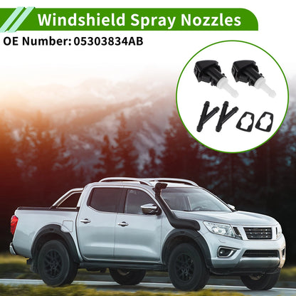 Windshield Washer Nozzle & 2 x Hose Connectors for Jeep (2008-2016)