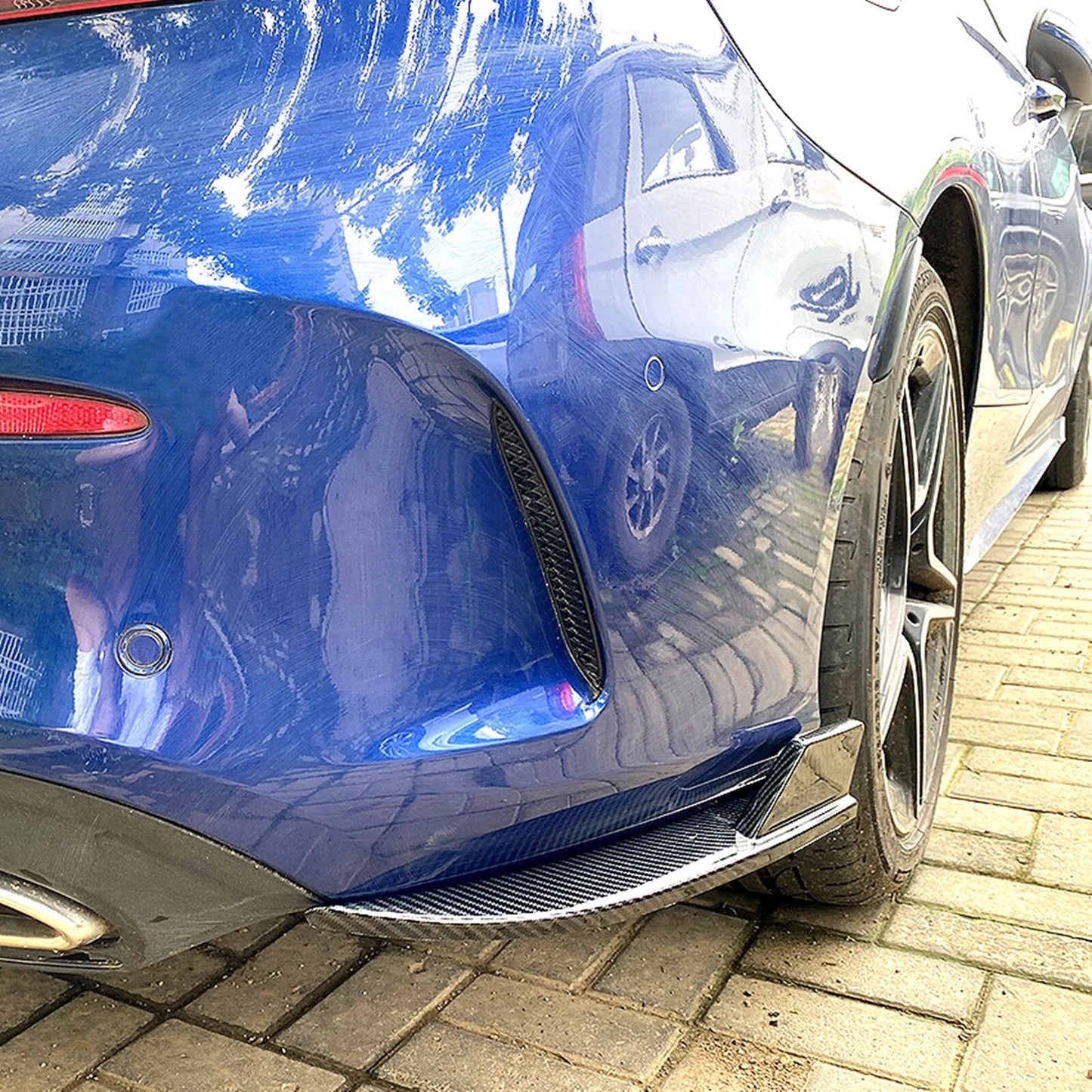 2 x Rear Bumper Side Spoiler Corner Covers for Benz C205 C63 AMG (2015-2021)