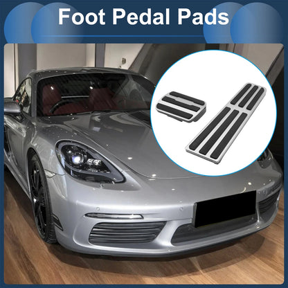 Foot Accelerator Pedal Covers for Porsche 718/911 (2016-2023) - Silver Tone