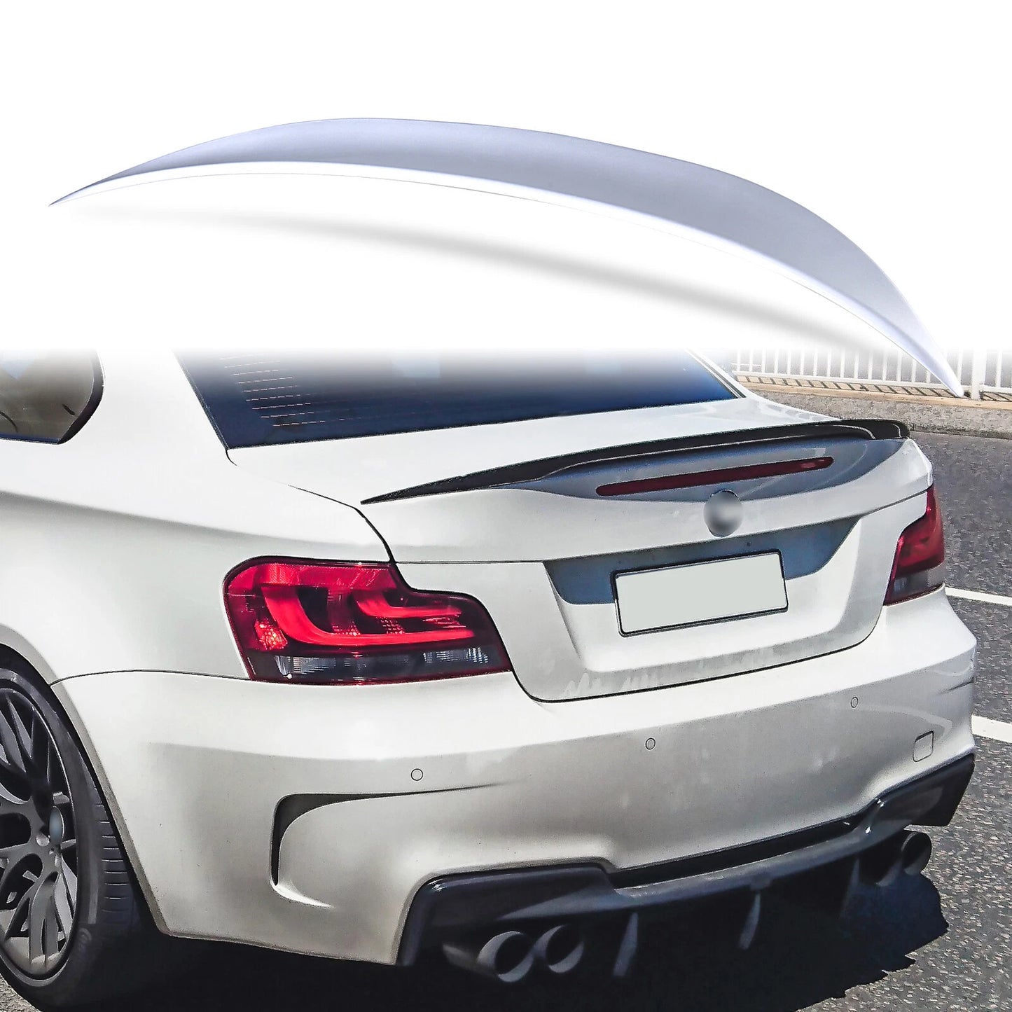 Rear Boot Spoiler for BMW E82 Coupe 1M P Style Titan Silver (2008-2013)