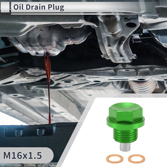 1 Set M16x1.5 Engine Oil Drain Plug with Gasket for Car Motorcycle Boat Green