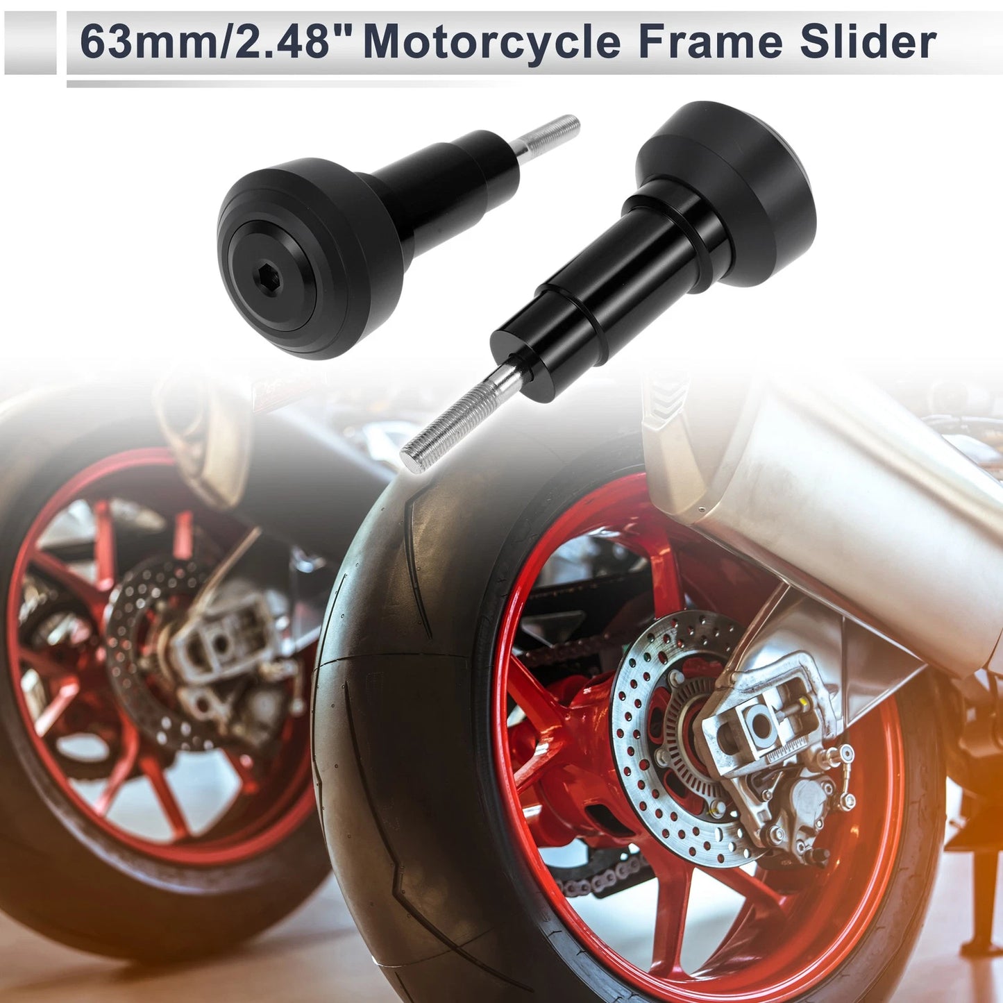 Frame 1.1" Aluminum Alloy Plastic Motorcycle Slider Frame 2 x Black