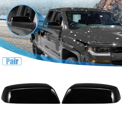 Mirror Covers 2x for Chevrolet Silverado 1500 (2014-2018) Gloss Black LH RH