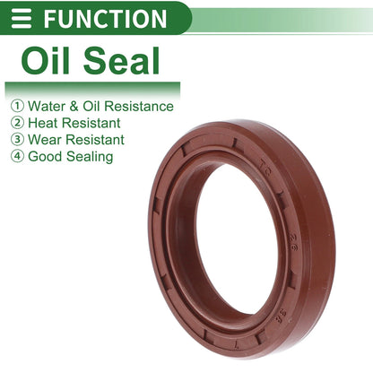 Oil Seal 26x38x7mm 5 Pcs Rotary Shaft Seal FKM Rubber Brown