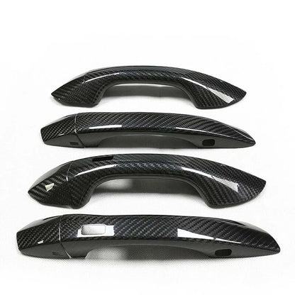 Real Carbon Fiber Exterior Door Handle Cover Caps fit For Audi A6 C8 S6 Q6 Q8