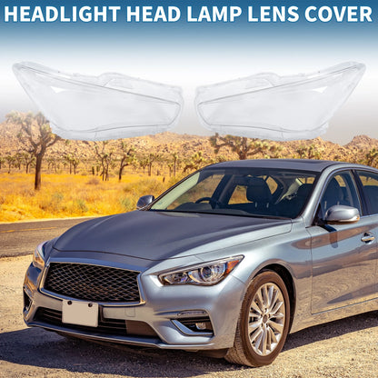 Pair Front Left Right Headlight Lens Cover for Infiniti Q50 (2014-2021)